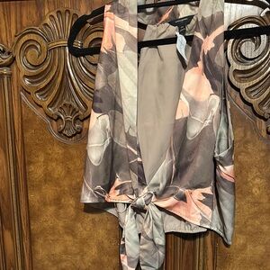 Banana Republic Orange Sleeveless Tie-Front Tank Top